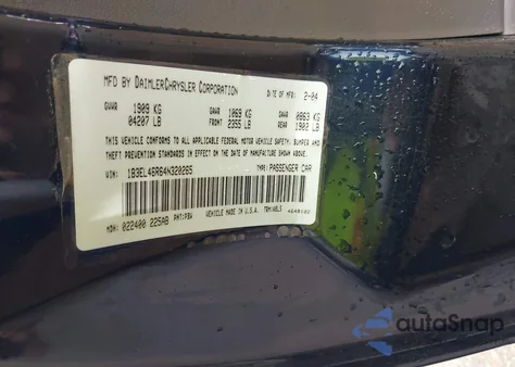 2004 Dodge Stratus Sxt from USA, damaged, VIN 1B3EL46R64N320265